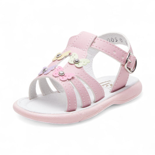 Sandalia rosa con flores | Calzado niña verano 2025