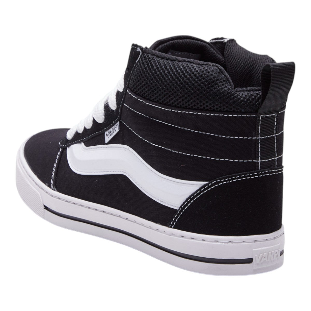 Tenis Negro Hombre Tipo Bota Textil Costuras Blancas dv2925