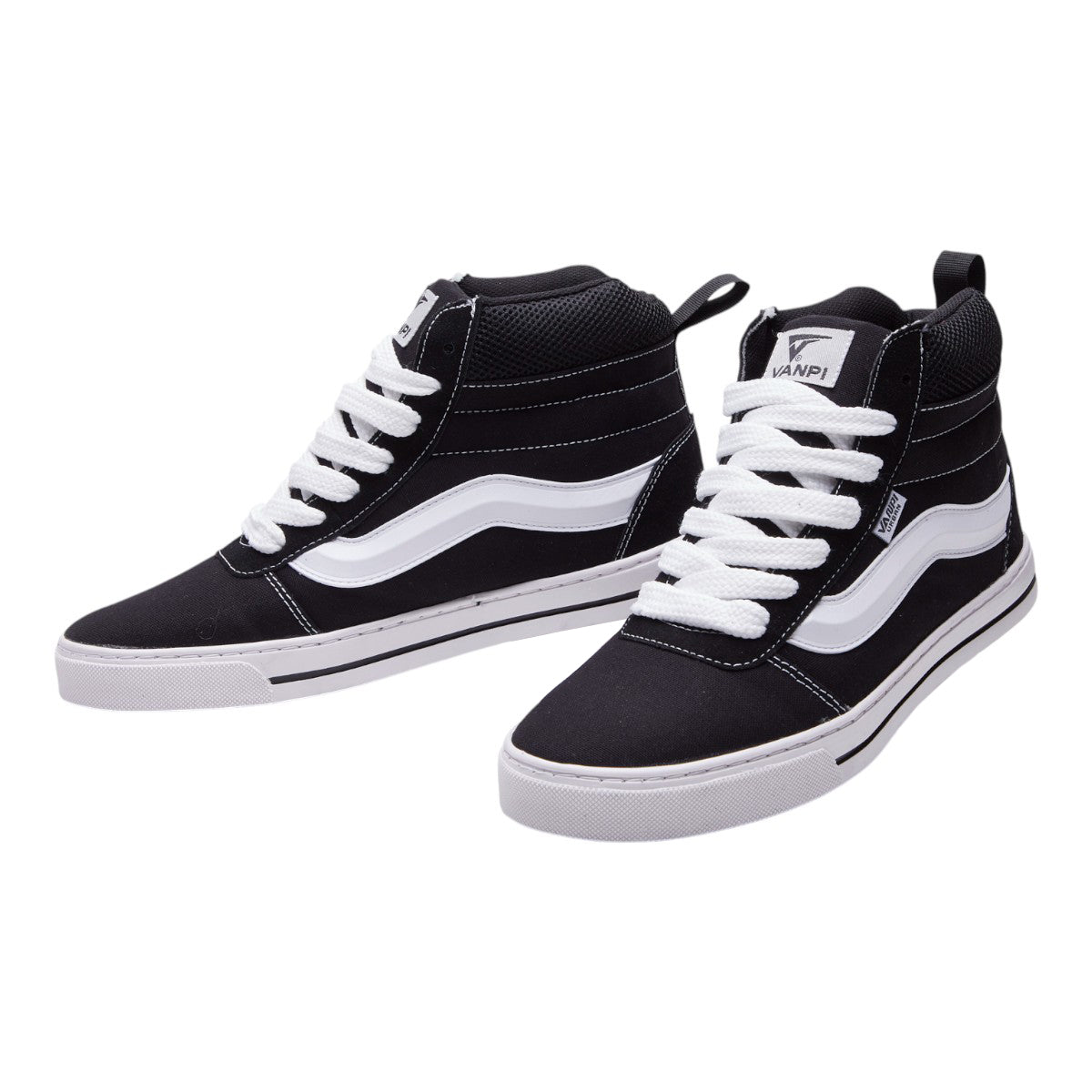 Tenis Negro Hombre Tipo Bota Textil Costuras Blancas dv2925