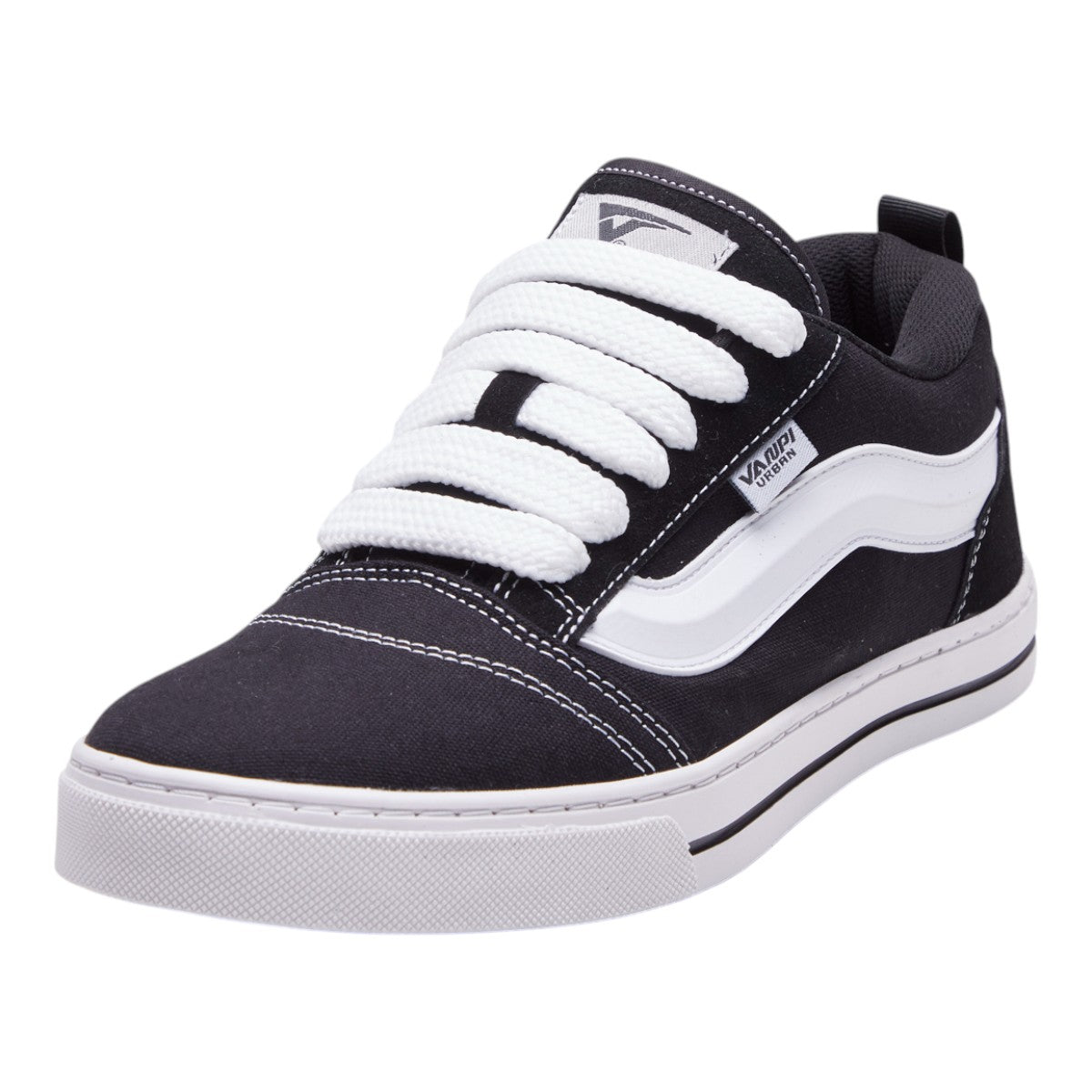 Tenis Hombre en Textil Negro Costuras Blancas Casuales Agujetas Habilitadas dv2925