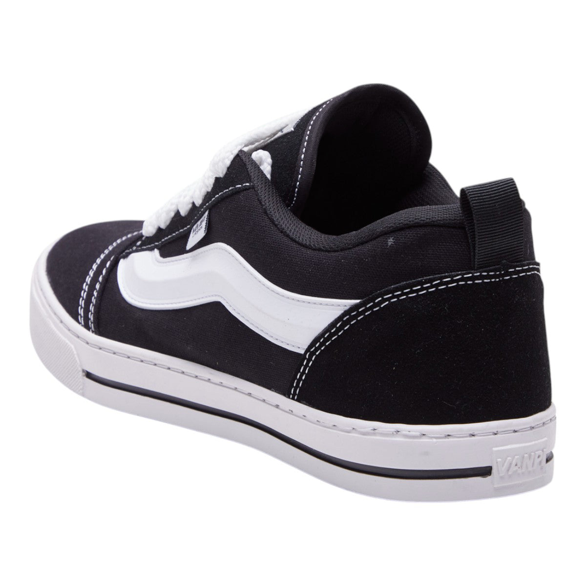 Tenis Hombre en Textil Negro Costuras Blancas Casuales Agujetas Habilitadas dv2925