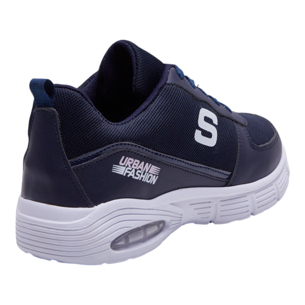 Tenis deportivos para dama de tela tejida transpirable, con detalles en material tipo piel Azul Marino dv2925