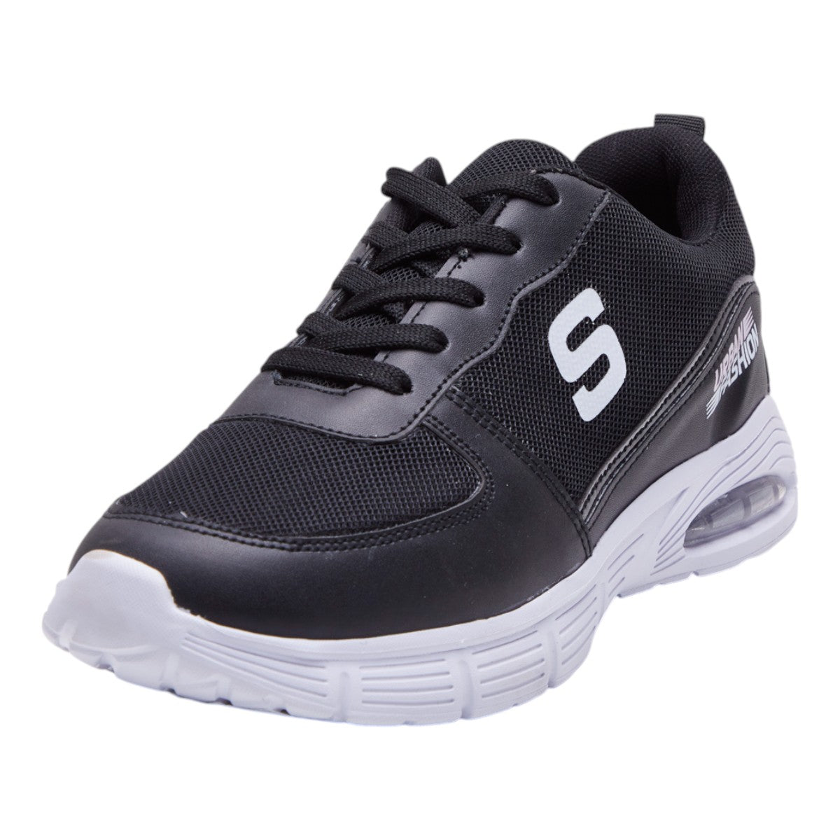 Tenis deportivos para dama de tela tejida transpirable, con detalles en material tipo piel Negro dv2925