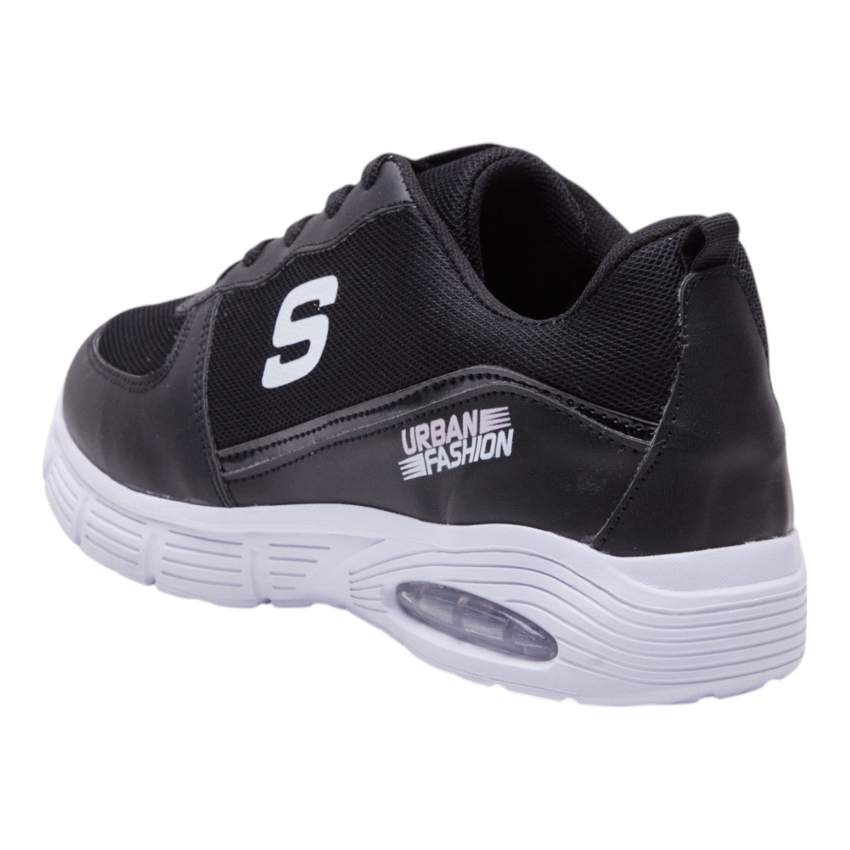 Tenis deportivos para dama de tela tejida transpirable, con detalles en material tipo piel Negro dv2925