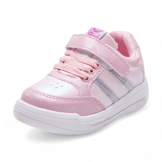 Tenis escolar rosa con velcro y agujetas | Sneakers niña 2025