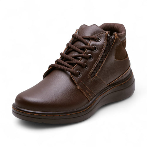 Botines café con cierre y cintas modelo 656108