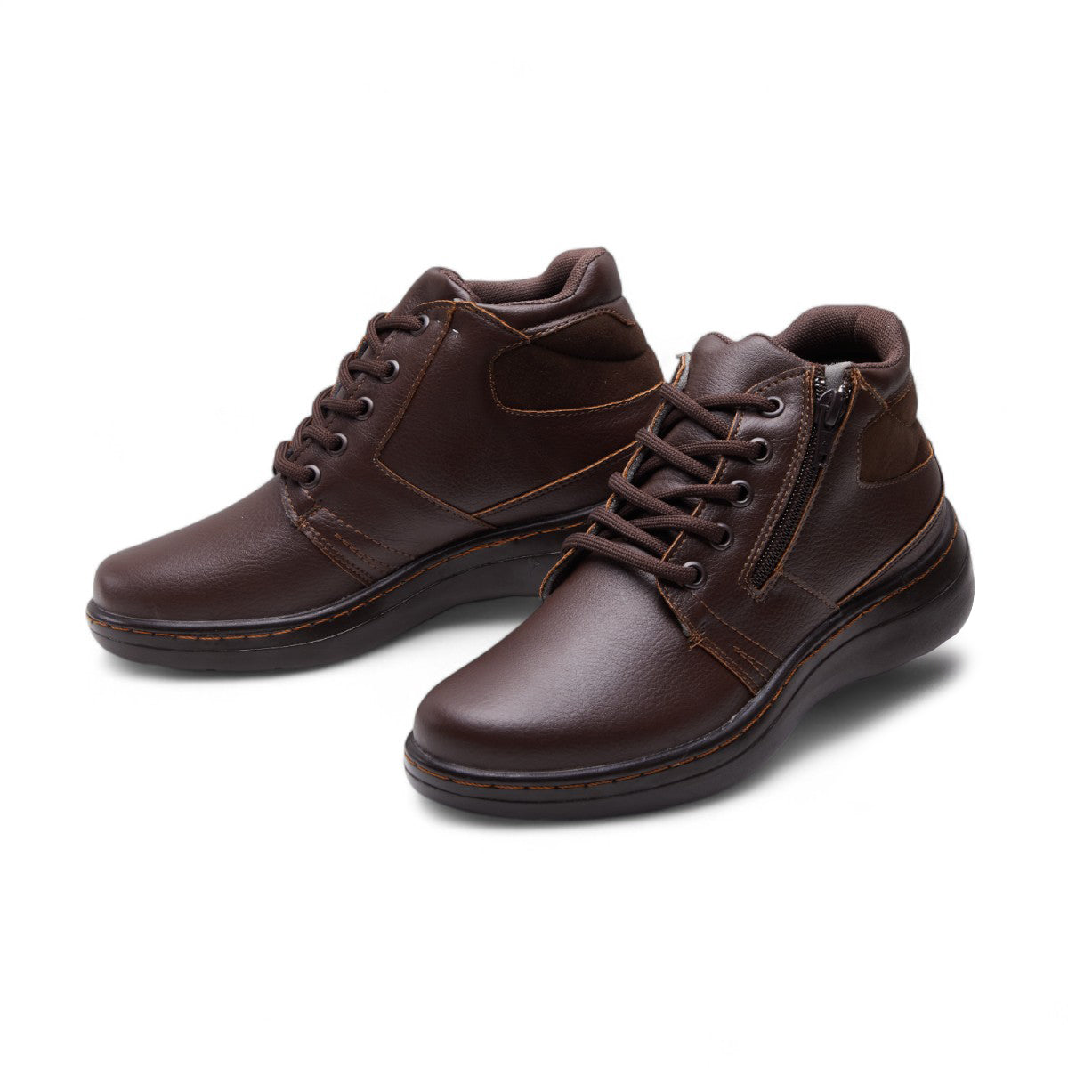 Botines café con cierre y cintas modelo 656108