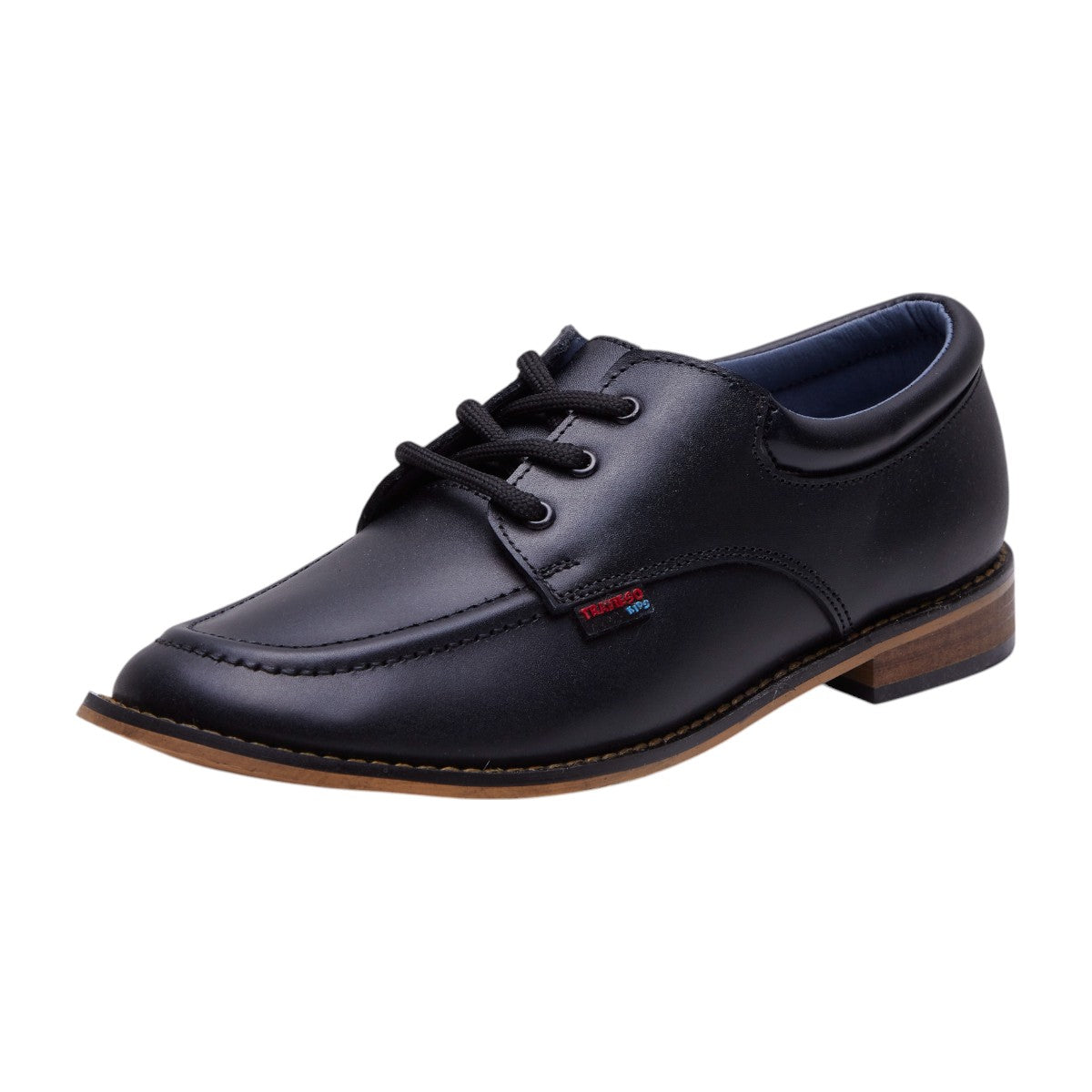 Zapatos tipo piel para niño y caballero con punta redonda, costuras decorativas, agujetas funcionales, cómodos, formales para escuela, oficina o eventos dv2925