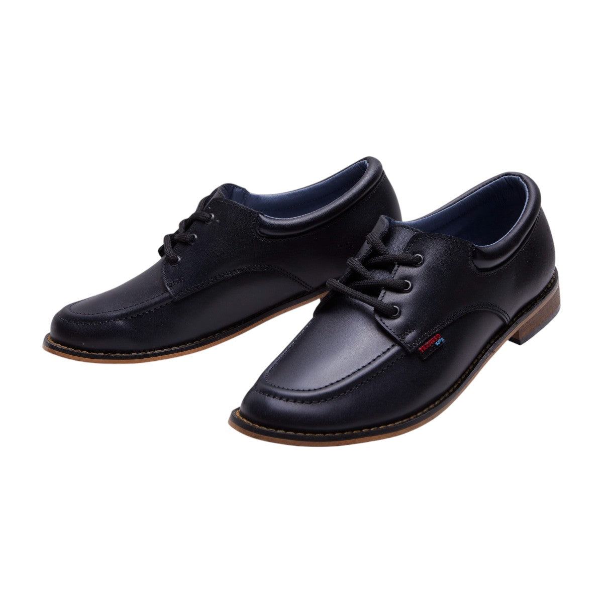 Zapatos tipo piel para niño y caballero con punta redonda, costuras decorativas, agujetas funcionales, cómodos, formales para escuela, oficina o eventos dv2925