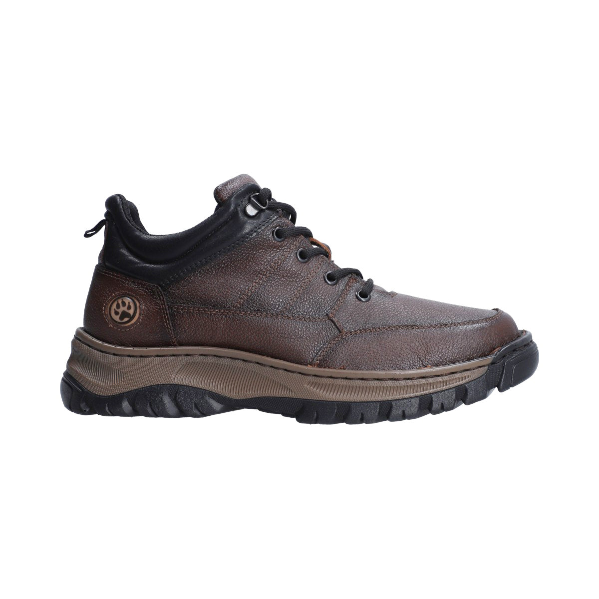 Tenis Trail Hombre Button Piel Café Montaña Outdoor Confort Lobo Solo