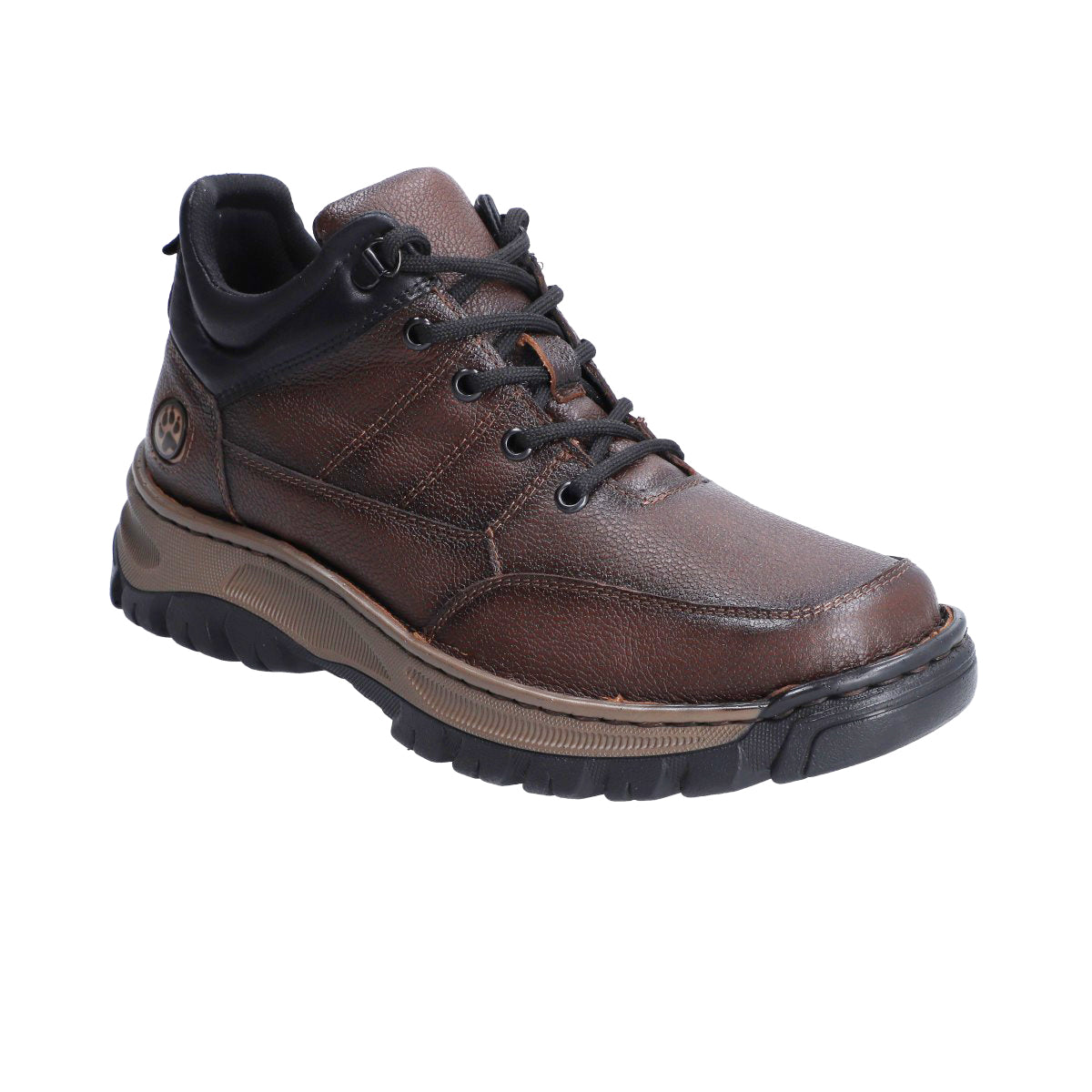 Tenis Trail Hombre Button Piel Café Montaña Outdoor Confort Lobo Solo