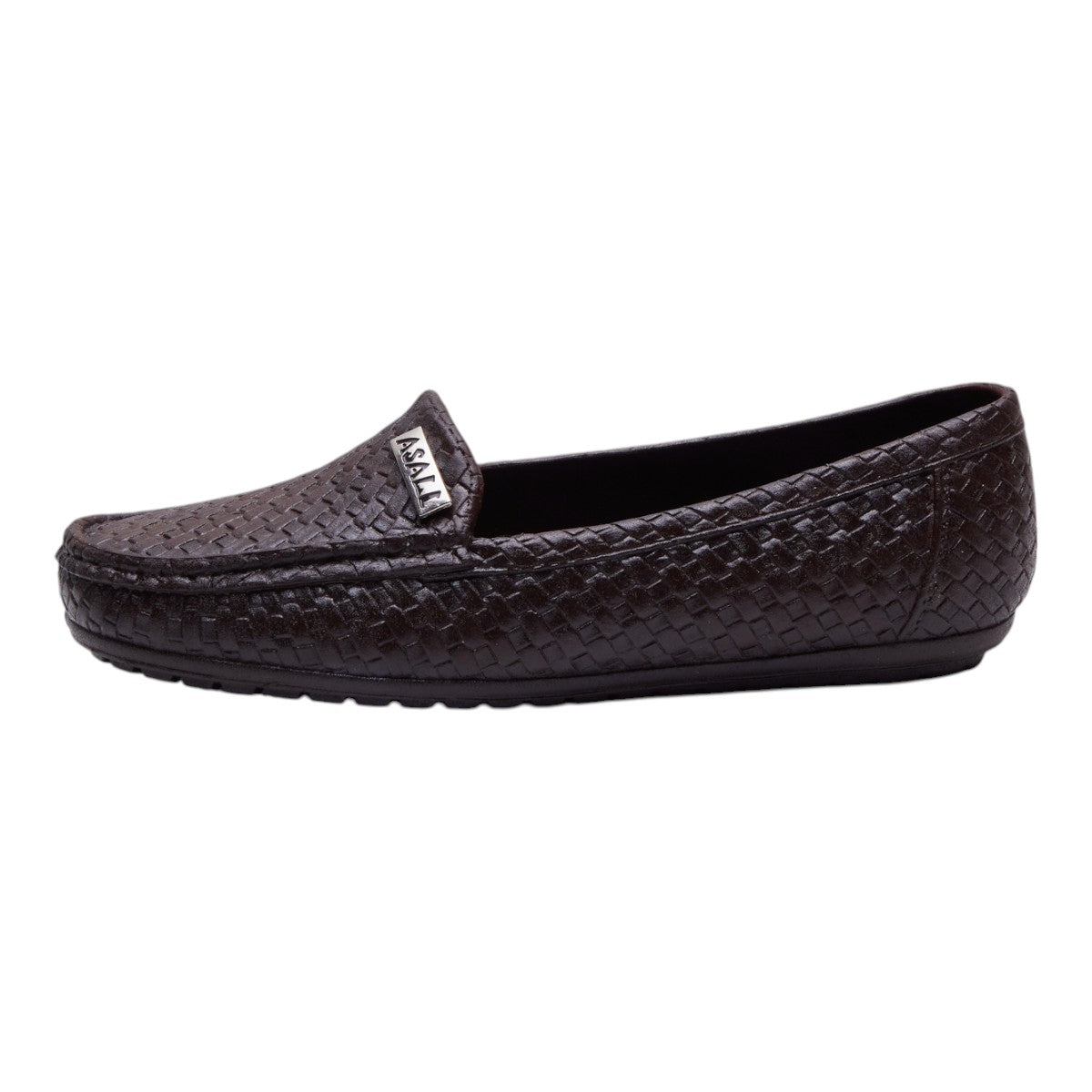 Mocasines para Mujer Tipo Piel Textura Tejida con Punta Redonda y Suela Antiderrapante Cómoda Estilo Casual Elegante Café dv2925