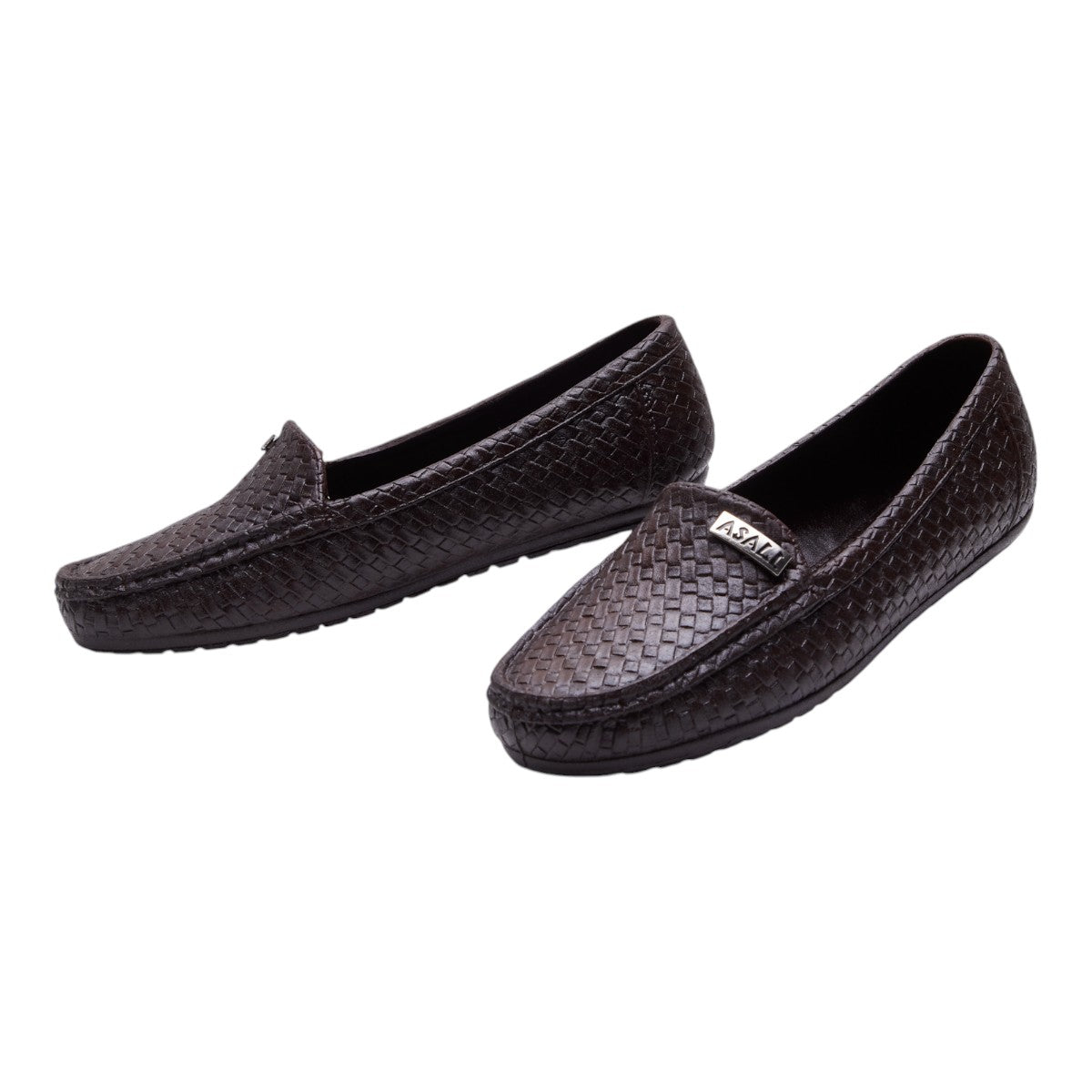 Mocasines para Mujer Tipo Piel Textura Tejida con Punta Redonda y Suela Antiderrapante Cómoda Estilo Casual Elegante Café dv2925