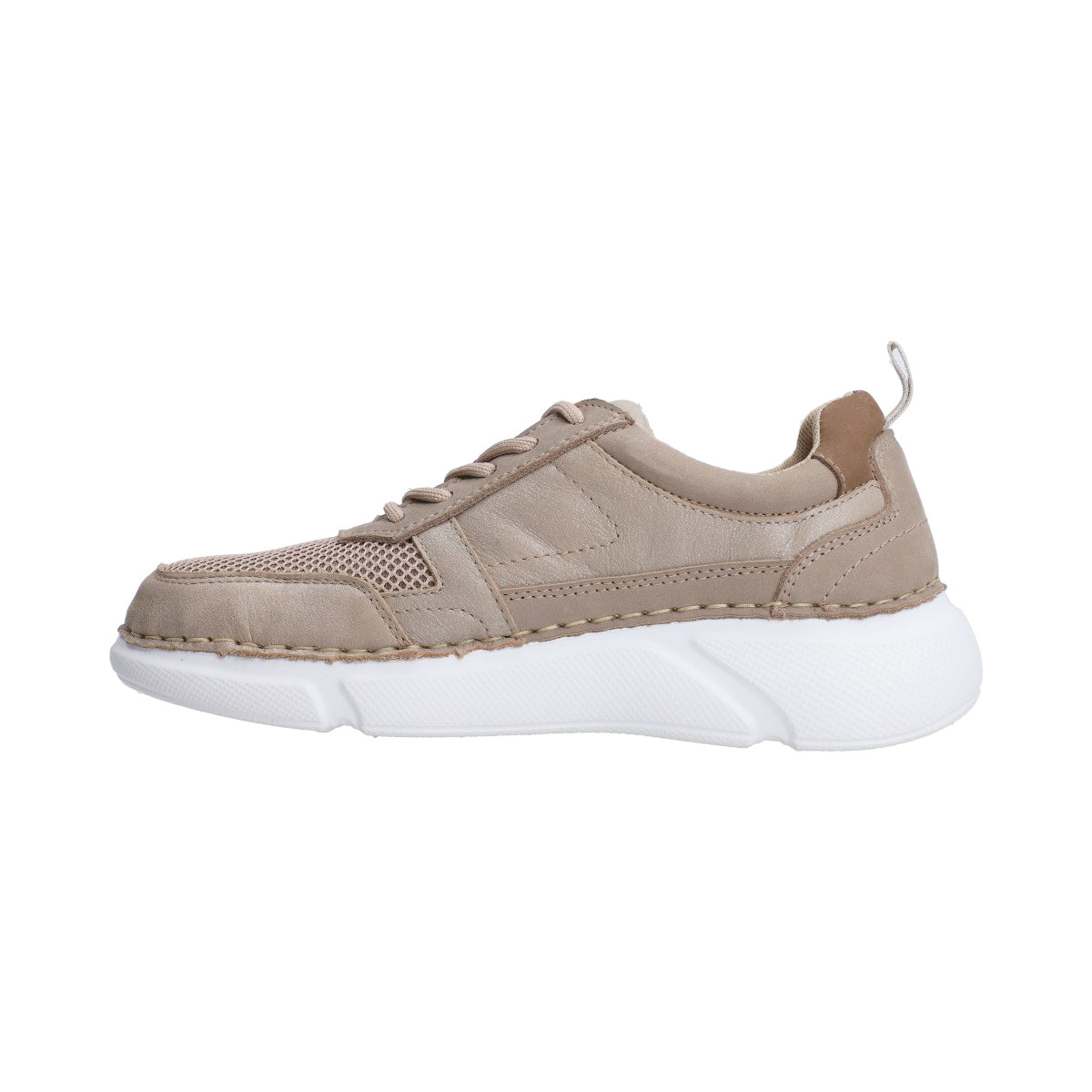 Tenis Danna Beige Mujer Piel y Malla Lifestyle Urbano Lobo Solo