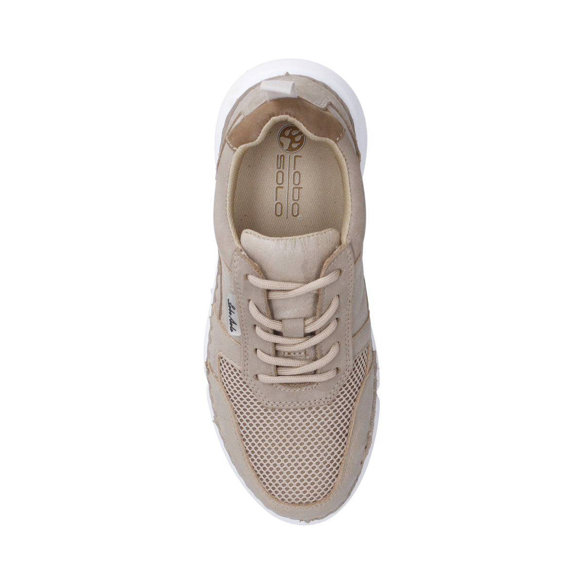 Tenis Danna Beige Mujer Piel y Malla Lifestyle Urbano Lobo Solo