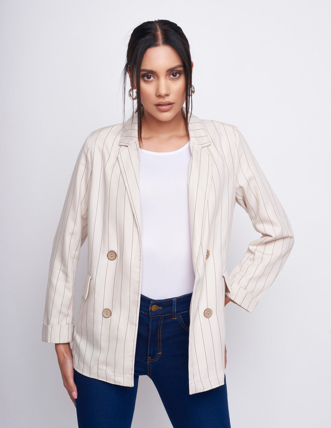 Saco Beige con Rayas