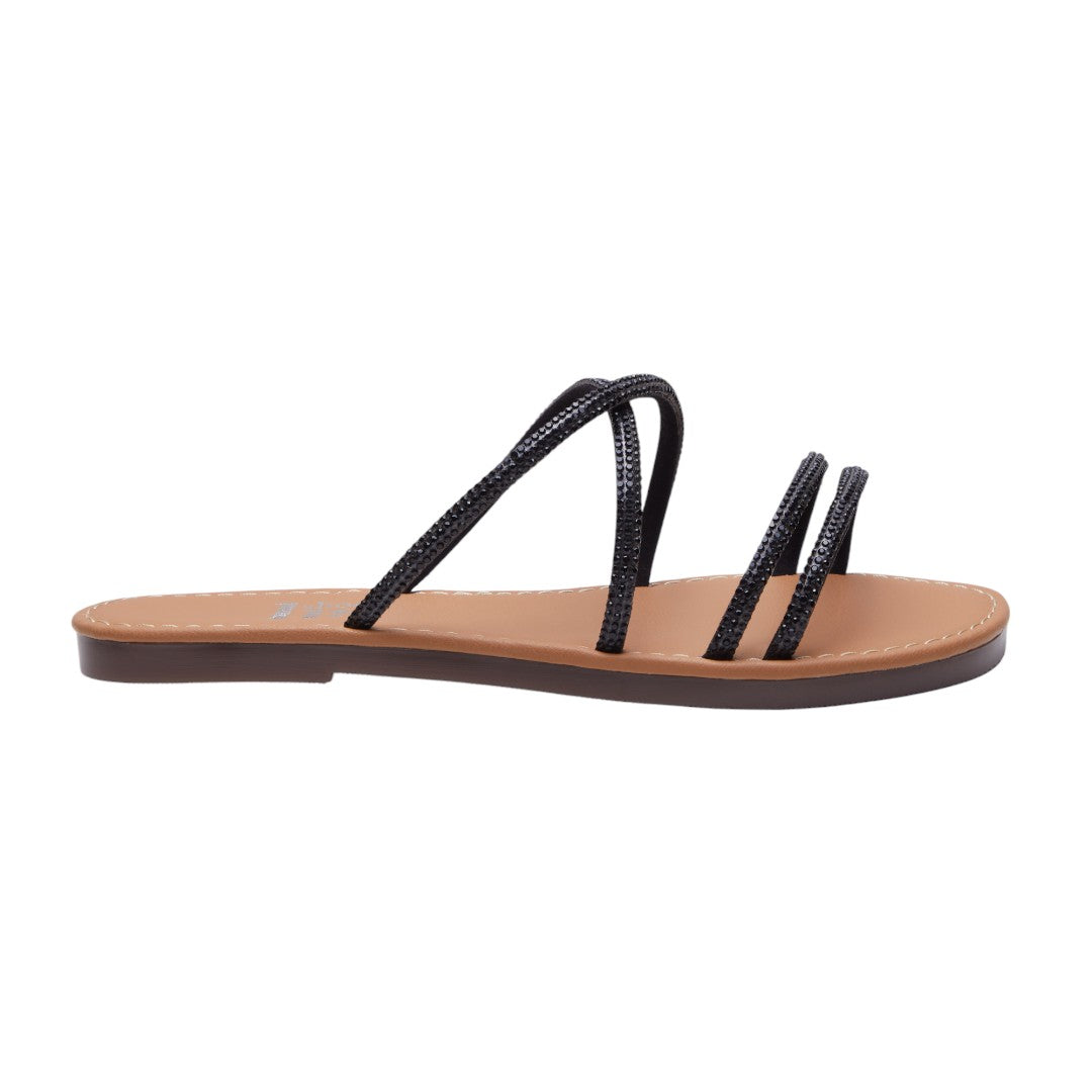 Sandalias Casuales Para Mujer Brillos Negros dv2925