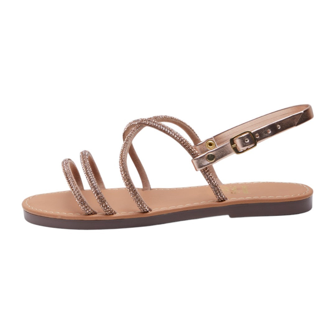 Sandalia Dorado con Brillo y Correa en Tobillo dv2925