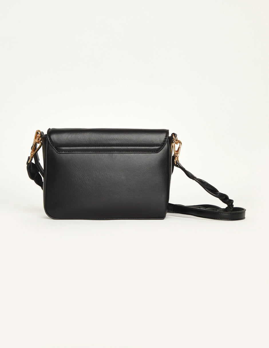 Bolsa en piel sintétitca con hebilla rectangular forrada
