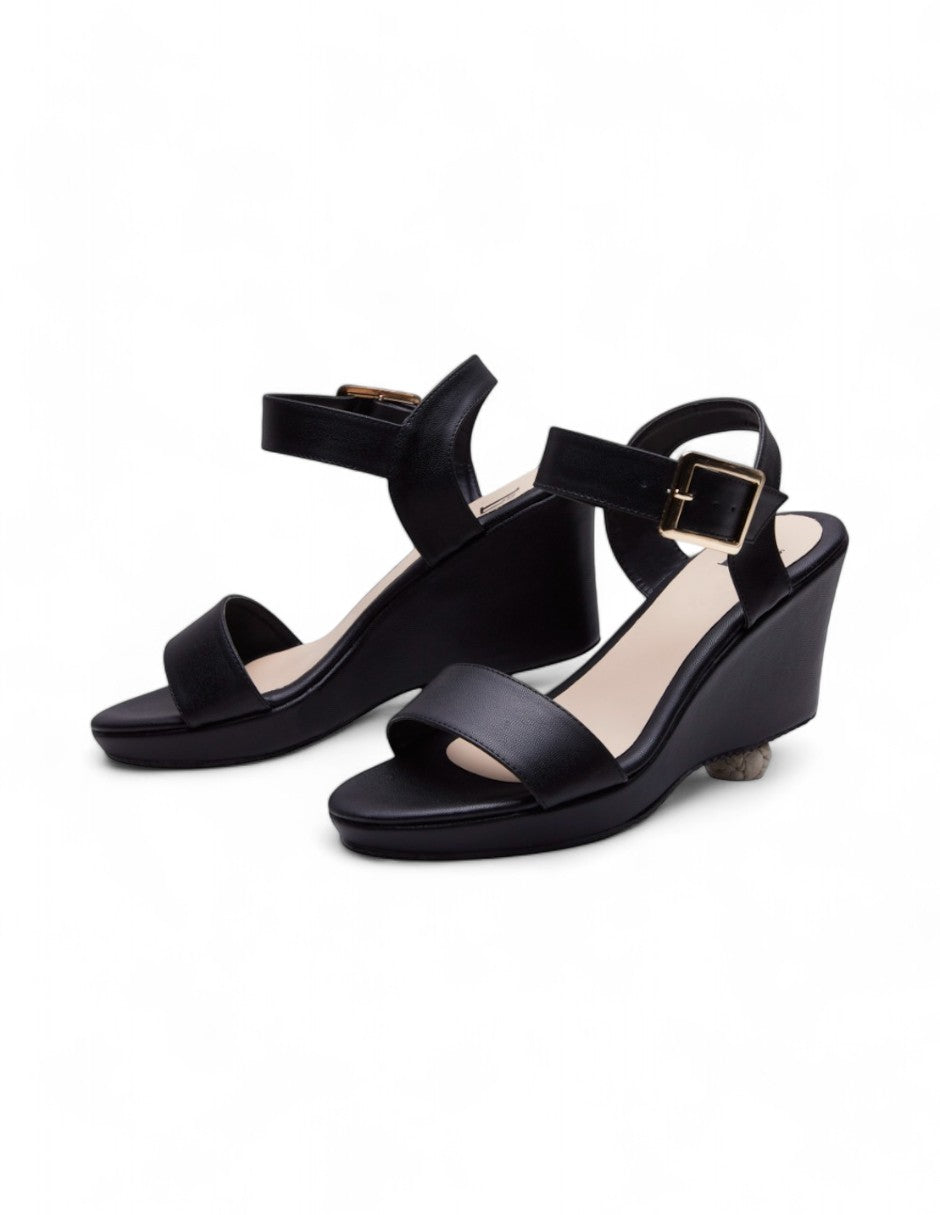 Sandalia Negro Tacón Plataforma dv2925