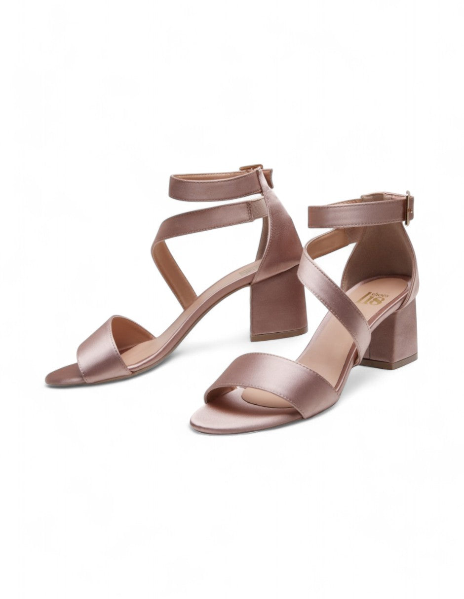 Sandalia Tacón Beige Satin dv2925
