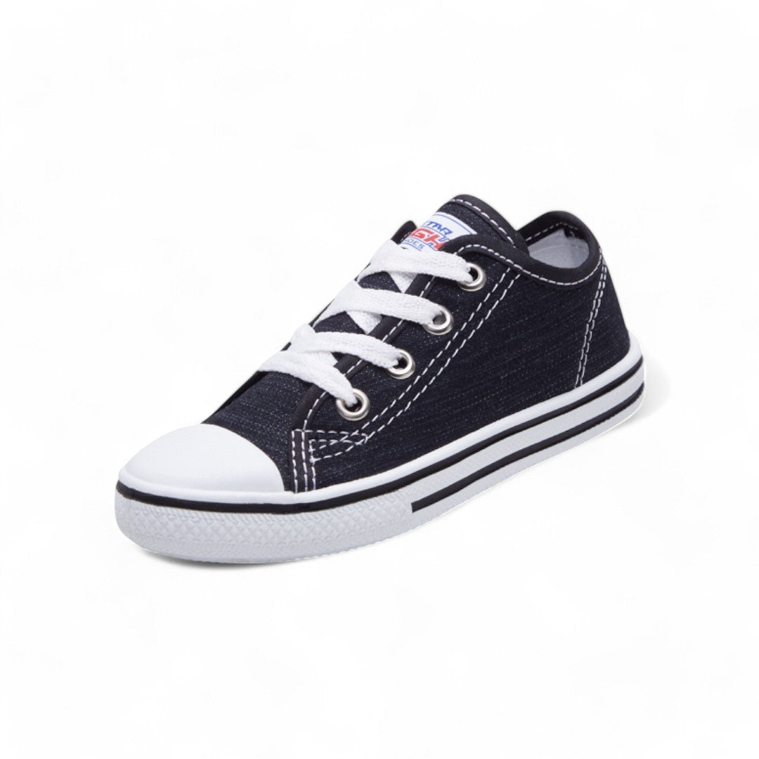 Tenis Unisex Niño Negro Costuras Contraste dv2925