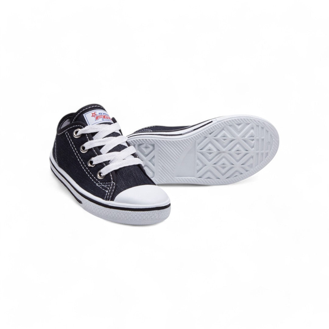 Tenis Unisex Niño Negro Costuras Contraste dv2925