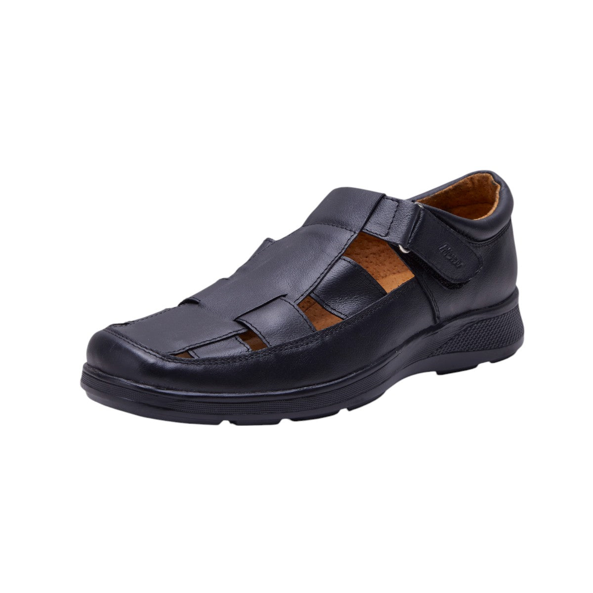 Sandalias Hombre Tipo Piel Casuales Cómodas Negra dv2925