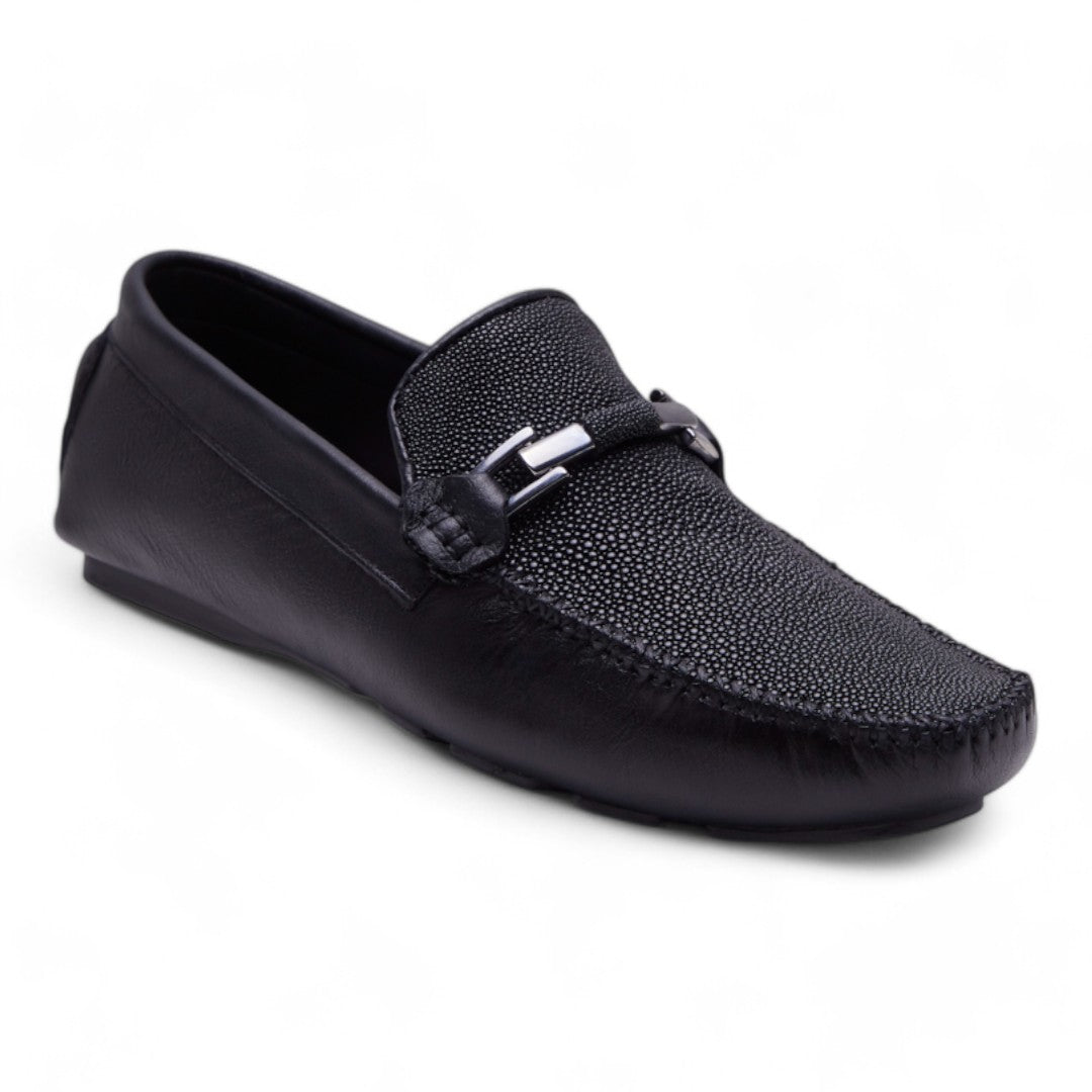 Mocasin Hombre Negro en Piel de Mantarraya dv2925
