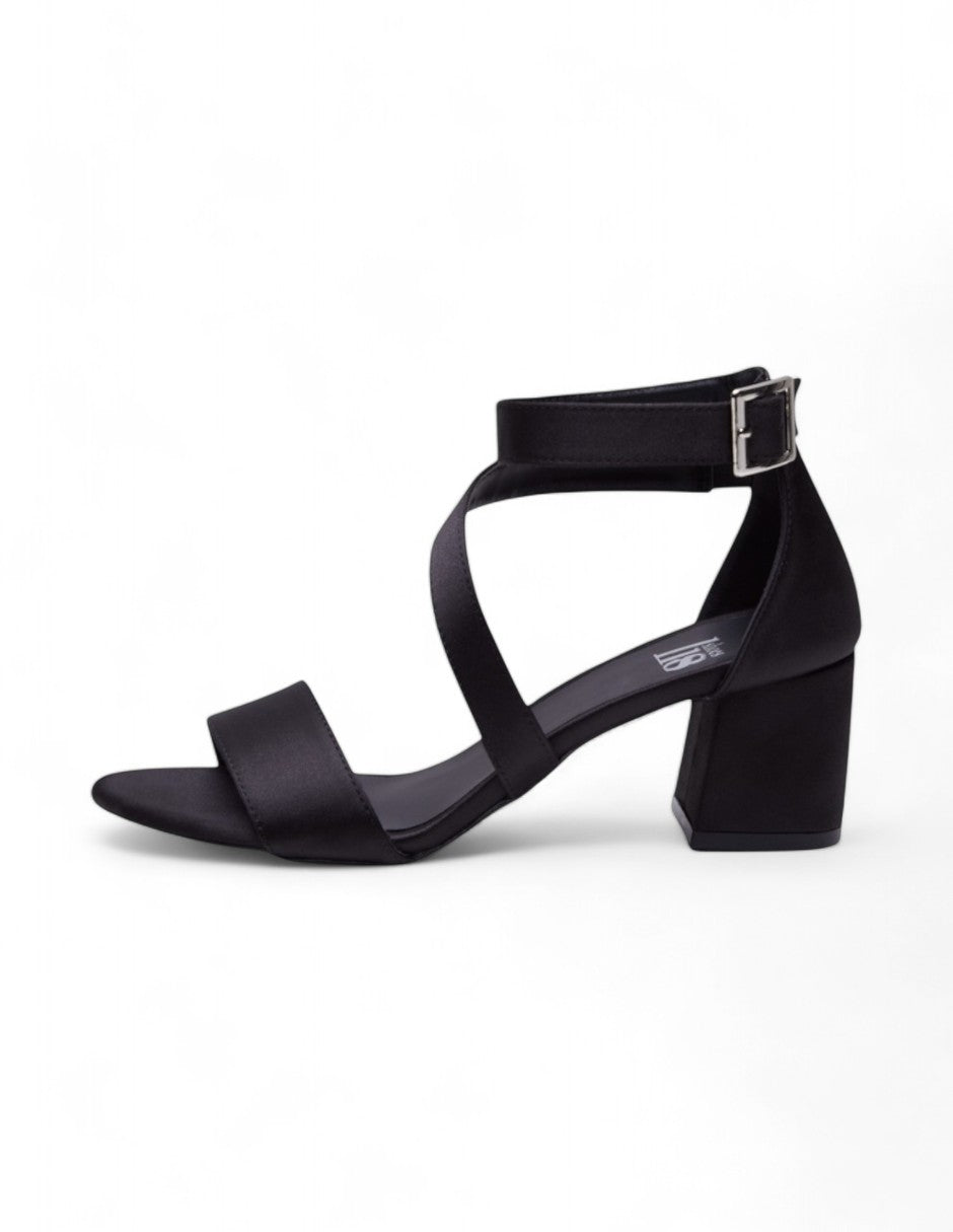 Sandalia Tacón Negro Satin dv2925