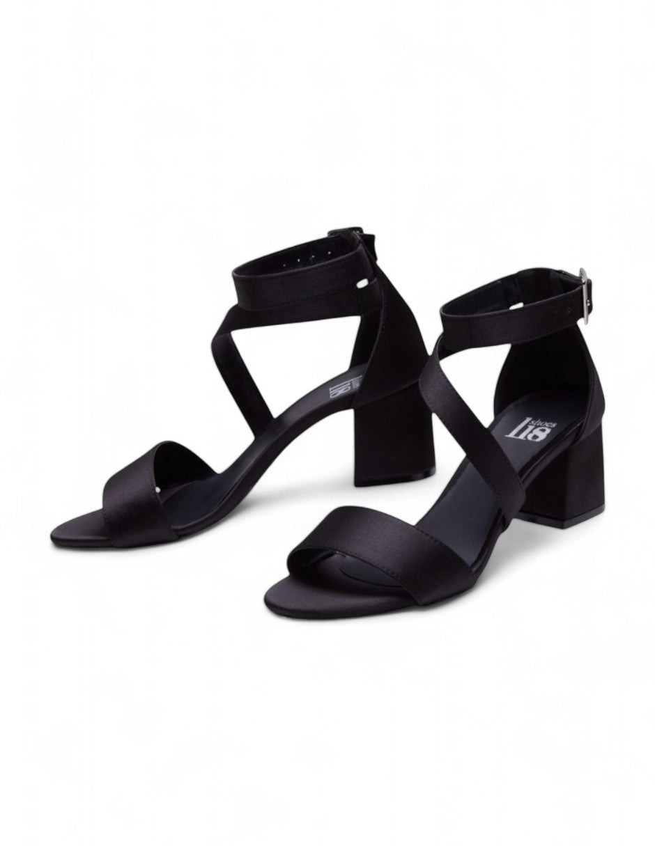 Sandalia Tacón Negro Satin dv2925