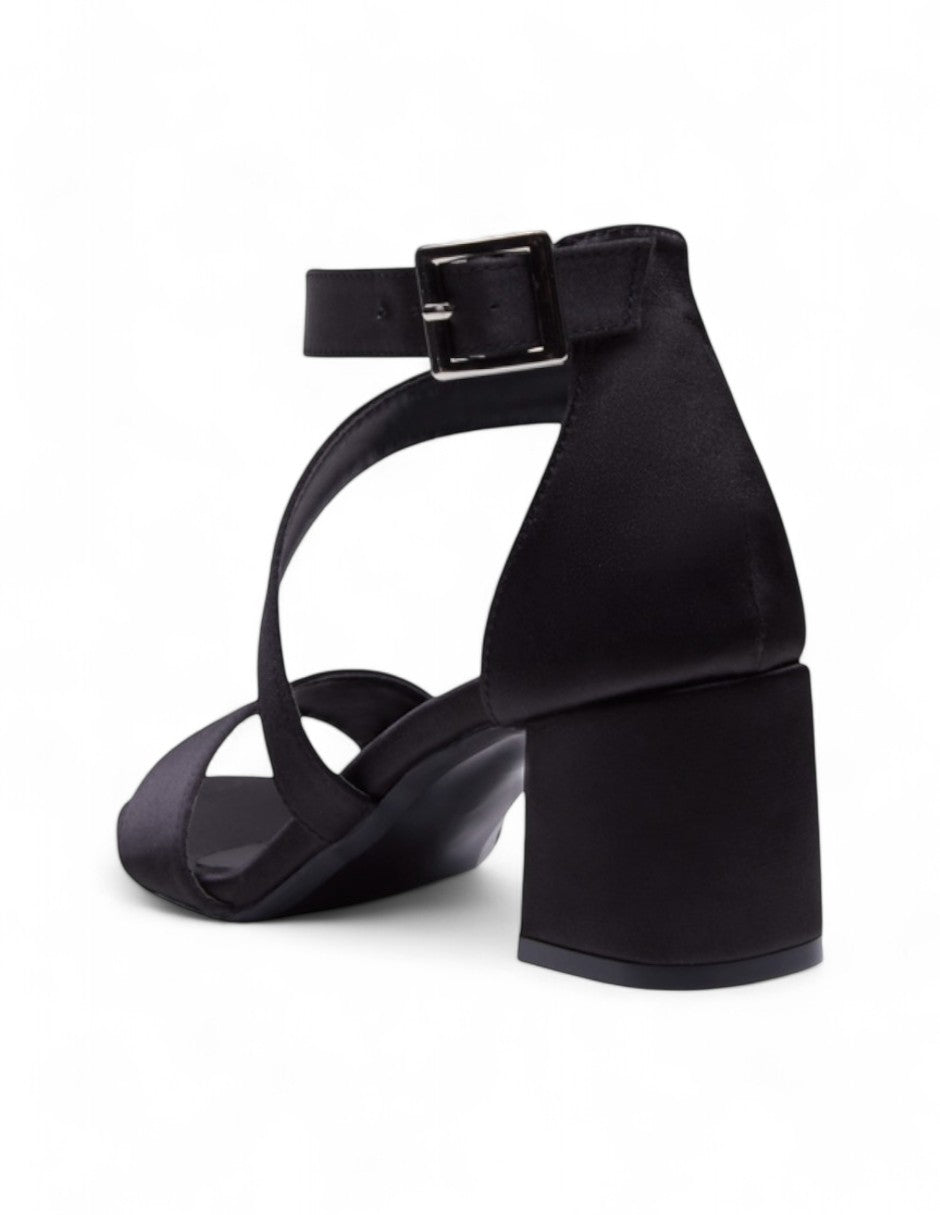 Sandalia Tacón Negro Satin dv2925