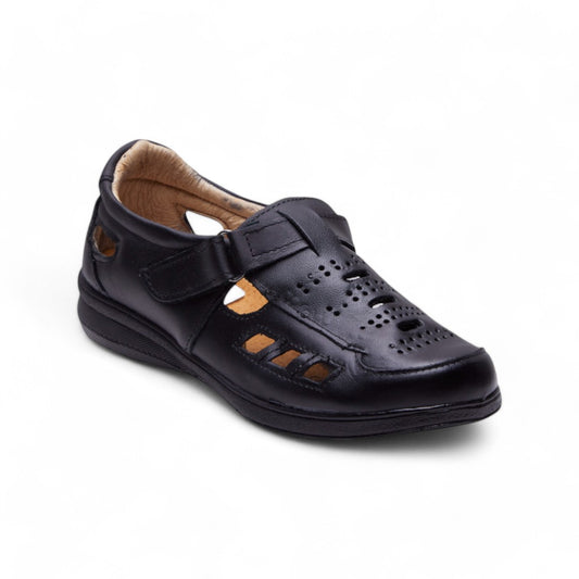 Zapato Mujer Negro Piel Aberturas Decorativas dv2925