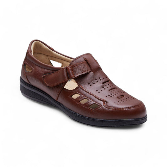 Zapato Mujer Café Piel Aberturas Decorativas dv2925