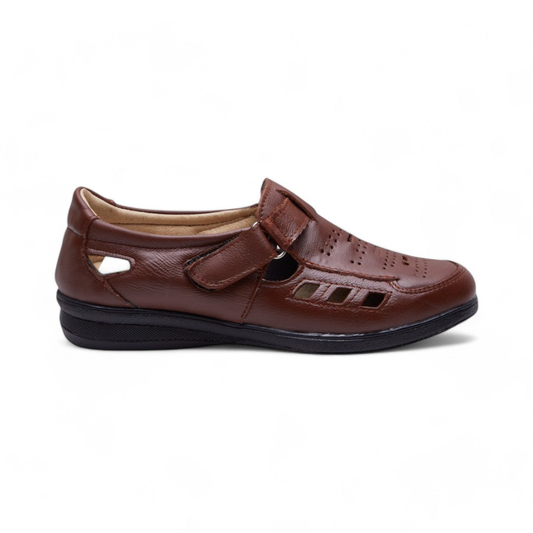 Zapato Mujer Café Piel Aberturas Decorativas dv2925