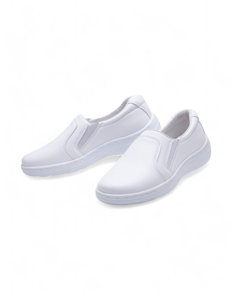 Tenis Unisex Tipo Piel Elástico Blanco dv2925