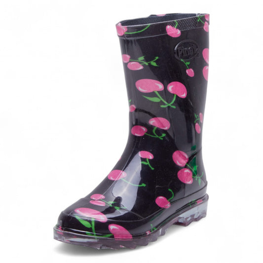 Botas Lluvia Niña Color Negro Estampado Cerezas dv2925