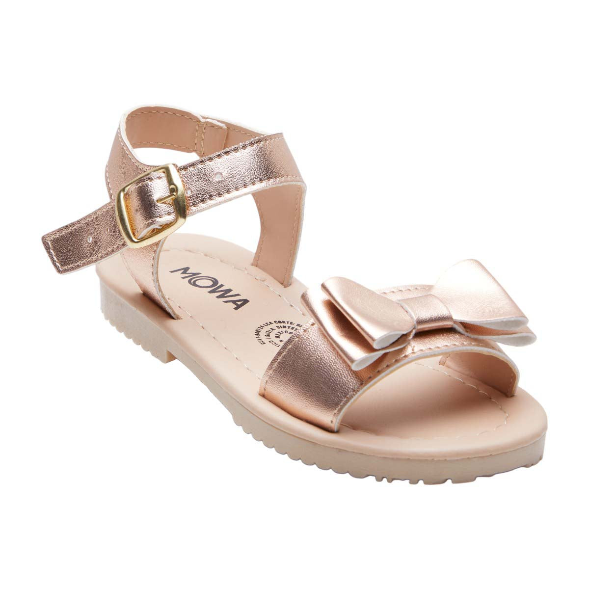 Sandalias Planas de Niñas Metálicas con Moño Decorativo Doradas dv2925