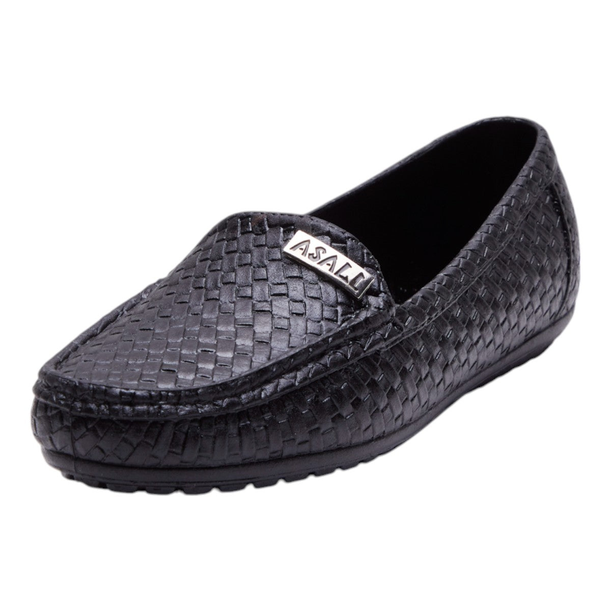 Mocasines para Mujer Tipo Piel Textura Tejida con Punta Redonda y Suela Antiderrapante Cómoda Estilo Casual Elegante Negros  dv2925