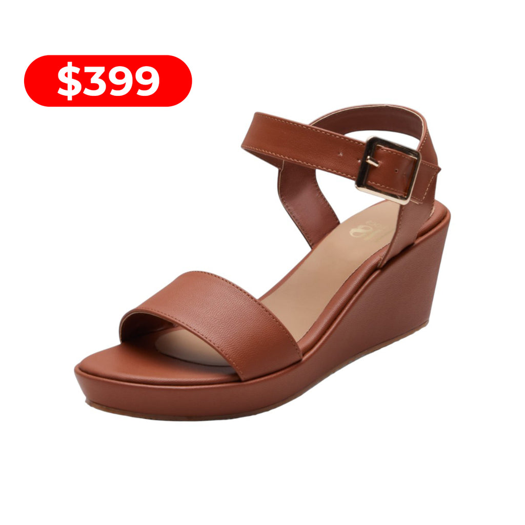 Sandalia de plataforma camel modelo O652042