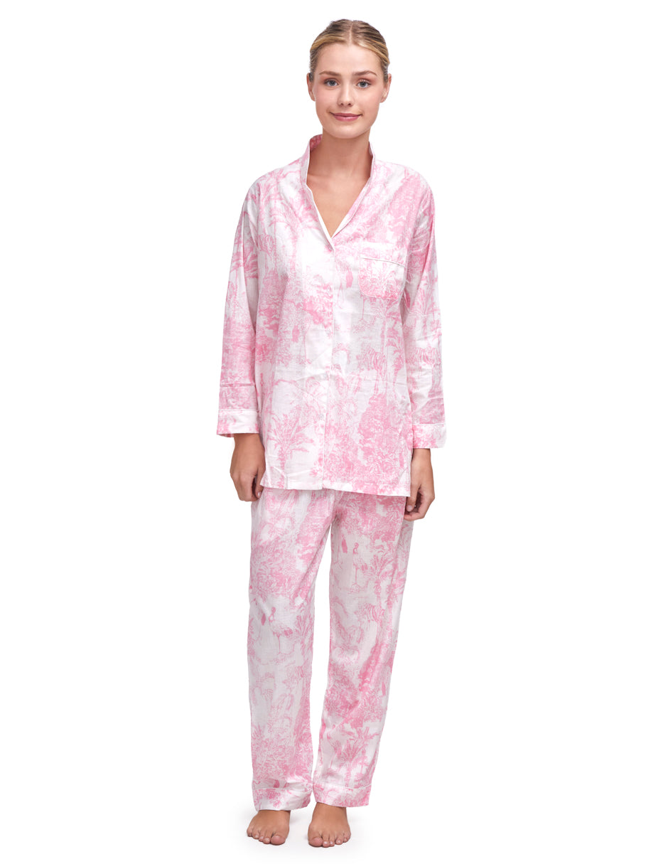 Pijama Algodón Camisa y Pantalón Mujer Estampado Rosa dv2925 Success