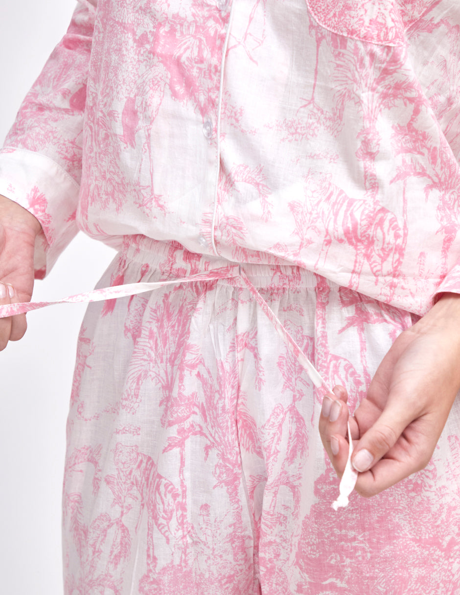 Pijama Algodón Camisa y Pantalón Mujer Estampado Rosa dv2925 Success