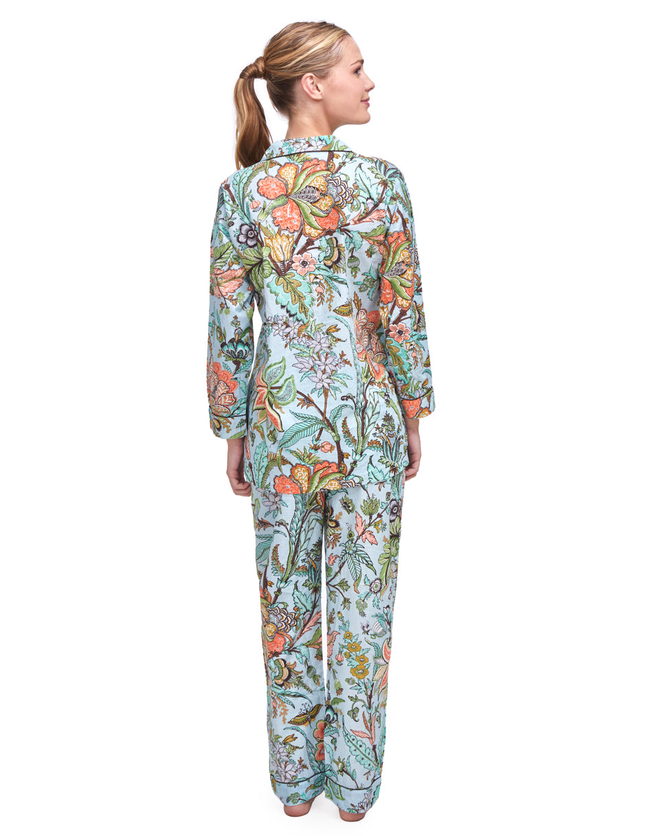 Pijama Algodón Camisa y Pantalón Mujer Estampado Color Menta dv2925