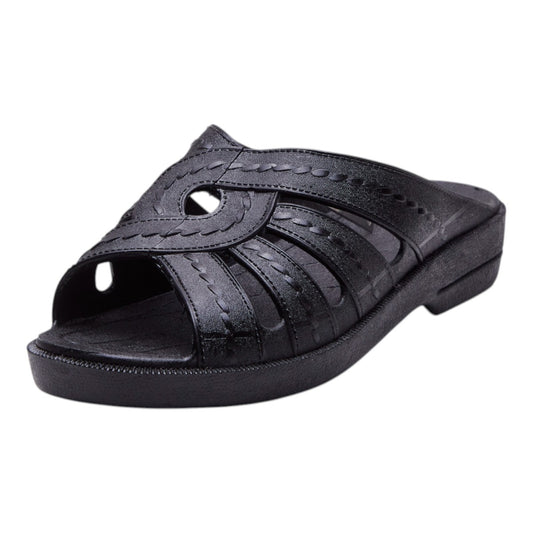 Sandalias de Metedera para Mujer Tipo Piel con Diseño Cruzado y Costuras Decorativas, Sin Talón, Punta Abierta y Tacón Bajo de 2cm Negro dv2925